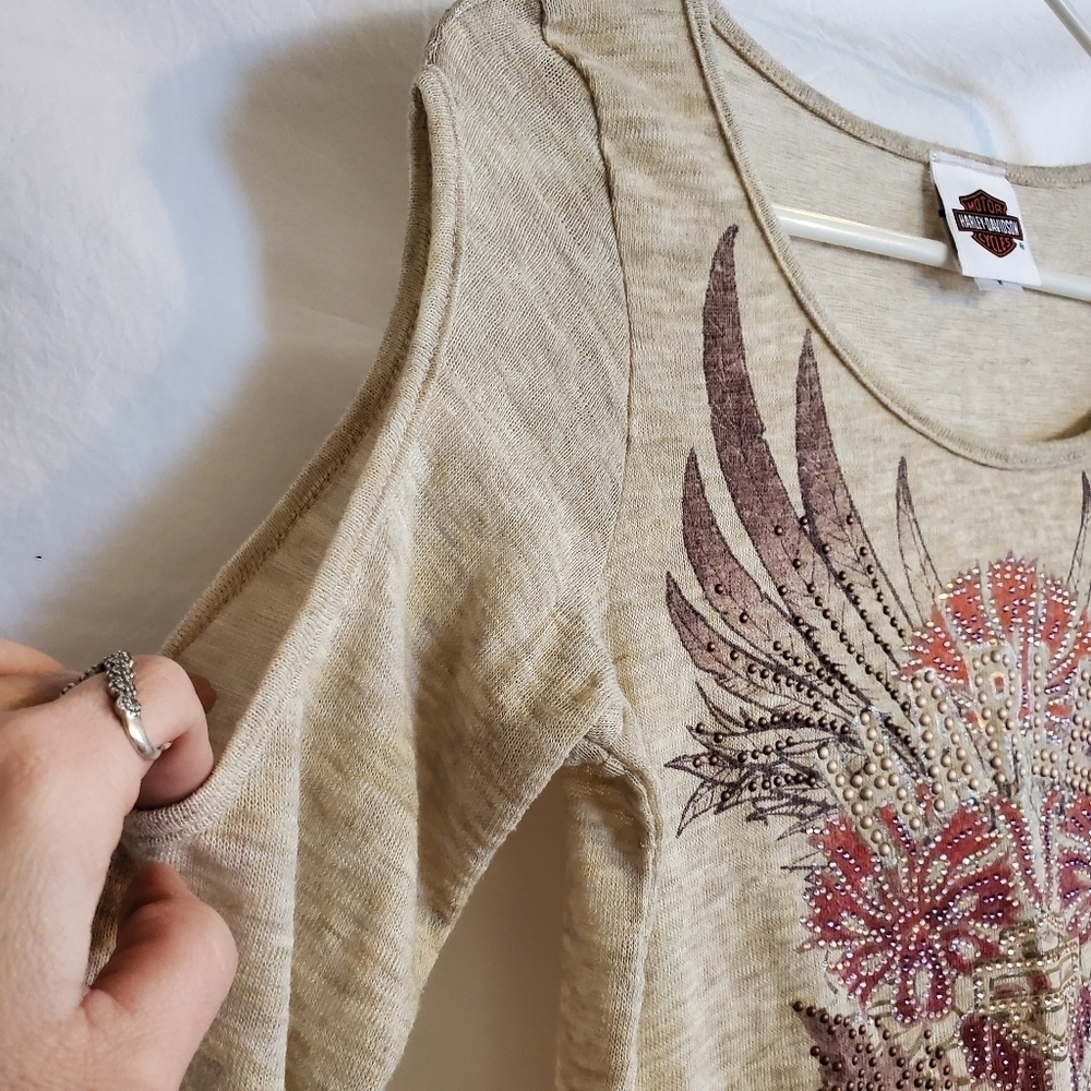 Harley Davidson Floral Americana Embellished top - Picture 9 of 9